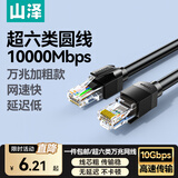 山泽 六类网线 CAT6类千兆高速网络跳线 八芯双绞非屏蔽成品网线电脑宽带工程家用监控宿舍网络连接线 超六类万兆-加粗线芯 2米