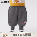 马·拉丁（M.Latin）/童装儿童裤子秋冬装新款男童女童小童印花摇粒绒针织长裤 花灰色 110