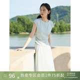 自巧小个子慵懒松弛感短袖t恤半身裙套装女2026夏季新款显瘦上衣 水雾蓝上衣 XS (2码) 拍前请联系客服确认
