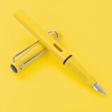金豪（Jinhao） 金豪619小清新实色钢笔中小学生书写练字可换墨囊口径3.4笔尖0.38mm 黄色 EF尖+5支黑色墨囊
