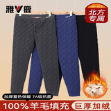 雅鹿男士保暖裤男冬季100%羊毛填充加绒加厚内穿秋裤大码东北男生棉裤 深灰【100%羊毛填充】 XL 【男120-140斤】