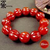 万宗红灯笼天珠红玛瑙手串男20mm红玉髓大珠手链佛珠雕刻珠送礼