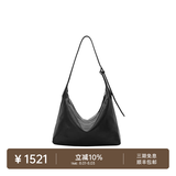 裘真（qiuzhen）【明星推荐】 经典hobo包植鞣牛皮腋下通勤休闲饺子女包 黑色-小号（羊皮） 小包/大包