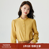 茵曼（INMAN）法式立领荷叶边泡泡袖衬衫衬衣18236304 香蕉黄 M
