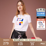 斐乐（FILA） 女装官方女士短袖T恤夏季休闲运动内搭t恤百搭短T上衣 标准白-F11W118151F XL （175/92A/XL）