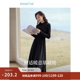 茵曼（INMAN）2025秋冬女装新款灯芯绒连衣裙新品长袖休闲针织礼服中长裙子 午夜黑-18348357H1 M