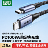 绿联双头Type-C数据线PD100W/88W超级快充电线适用华为荣耀小米苹果17/16e/15平板笔记本电脑车载1米