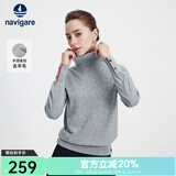 Navigare意大利小帆船女士高领针织衫秋冬款休闲内搭毛衣百搭修身打底衫女 烟草灰 L 码