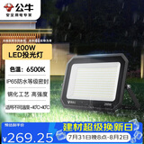公牛（BULL）LED投光灯户外庭院工厂园林灯露营灯 IP65防水等级200W-6500K白光