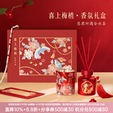 博物文创故宫喜上梅梢香薰蜡烛无火香氛礼盒新婚结婚送新人生日礼物七夕 红色