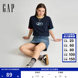 盖璞Gap男女装2026春季新款纯棉logo字母宽松短袖T恤百搭上衣 海军蓝 866079 L (175/96A)亚洲尺码