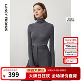 朗姿【C位针织 Basic衣橱】纯羊毛毛针织衫冬季新款修身长袖毛衣 深灰色2 XL
