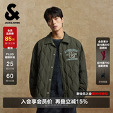 杰克·琼斯（JACK&JONES）男装秋冬翻领字母时尚短款轻薄鸭绒羽绒服男衬衫夹克保暖外套 E04军绿色 M 175