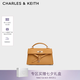 CHARLES&KEITH秋新品荔枝纹领结包手提斜挎包小方包包女包七夕礼物CK2-50701691 Saffron Yellow藏红花色 S