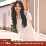 茵曼（INMAN）【苎麻】法式花边蕾丝女装方领衬衫2025夏季新款短袖上衣 珍珠白 S