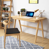 北欧实木书桌简约家用学生写字桌子实木电脑桌办公桌台式桌日式小户型书桌现代简约带抽屉写字台 单书桌[原木色] 0.8*.0.55米单抽屉