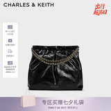 CHARLES&KEITH子母链条大容量流浪包托特包单肩斜挎包女包七夕礼物CK2-40671449 【L号】Black黑色 L