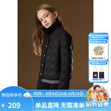 ELLE KIDS童装 菱格绗棉翻领棉服女童冬季新款复古风休闲保暖外套 黑色 160 (S)
