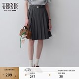 Teenie Weenie小熊女装春夏休闲时尚高腰百褶半身裙可拆卸腰带短裙 深灰色 XS (155)