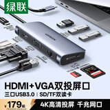 绿联Type-C扩展坞HDMI拓展坞网口转接读卡hub分线器适用苹果16/17华为小米笔记本电脑ipad雷电4