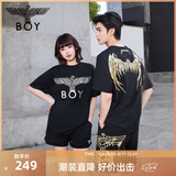 BOY LONDON【金翼锁链】夏季短袖情侣款翅膀烫金潮牌凉感T恤N01918 黑印金N01918 经典升级 S