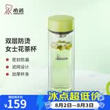 希诺（heenoor）双层玻璃杯家用女士带滤网个性潮流清新花茶杯隔热防烫便携水杯 清新绿220ml