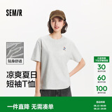 森马（Semir）【多彩凉感T】短袖t恤女夏中长款宽松舒适刺绣上衣109324100007