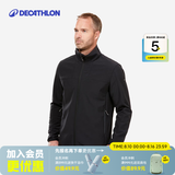 迪卡侬（DECATHLON）男士夹克软壳男士夹克男加绒软壳衣男抓绒保暖防风防泼水MT100 黑色 L