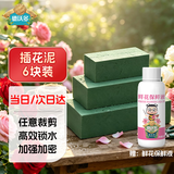 德沃多鲜花插花泥*6块+鲜花保鲜液50ml园艺花店用品插花泥泡沫花泥吸水