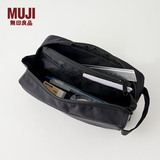 MUJI锦纶笔袋 文具盒文具袋简约立体铅笔盒大容量尼龙收纳袋旅行便携 黑色 宽19*高８*厚6.5cm
