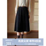 独束[神裙3.0版]独束大码女装高腰半身裙女秋冬微胖mm遮胯显瘦A字裙 静谧黑 M