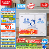澳柯玛（AUCMA）双温系列203升双箱家用冰柜 冷藏冷冻卧式双门钢板冰箱冷藏全铜管一级能效 BCD-203CNE以旧换新