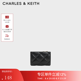 CHARLES&KEITH柔软菱格多卡位短款钱包女生日七夕礼物送女友CK6-50770524-2 Black黑色 XXS