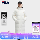 斐乐 斐护科技|斐乐女装长款羽绒服冬季休闲简约连帽保暖羽绒外套 云菇白-WT XL