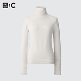 优衣库HEATTECH EXTRA WARM混纺高领T恤/长袖女装9%羊绒478954 485825/30浅米色 L