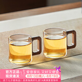 忆壶茶（YIHUTEA） 玻璃杯子耐热小品茗杯茶具配件加厚功夫花茶杯套装家居办公水杯 木把品杯2只装