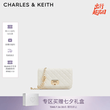 CHARLES&KEITH经典菱格链条小方单肩斜挎包包女包七夕礼物送女友CK2-70160131 Cream奶白色 小包