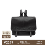 裘真【宋佳同款】植鞣羊皮信使双肩包横款大容量上班通勤休闲背包新款 黑色-小号