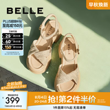 百丽（Belle）满钻条带繁星休闲凉鞋女商场款厚底凉鞋A9S2DBL4 杏色 37 (235mm)