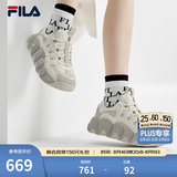 斐乐（FILA） 可颂面包鞋运动鞋女休闲鞋老爹鞋厚底鞋子 豆腐白/燕麦色-TO 37.5