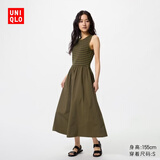 优衣库拼接收腰连衣裙/无袖/常规款女装裙子百搭26春夏新款484887 36 褐色 XL