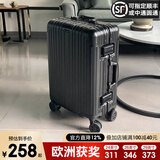 EAZZ【一体铝框｜退换免费】行李箱铝镁合金拉杆箱旅行箱登机密码皮箱 高端 铝框-黑色 22英寸 短中途 出差旅行