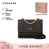 蔻驰（COACH）【品牌直供】女包风琴单肩斜挎链条包礼物女生日送女友礼物 【小号】棕拼黑CW206 IMXAQ