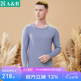 AB内衣保暖棉质男士中厚棉毛圆领色织刷绒套装圆领长袖长裤秋衣秋裤 藏青 XL
