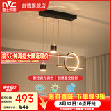 雷士（NVC）餐厅吊灯LED智能简约北欧轻奢黑金餐桌带筒灯长条灯智能款40瓦