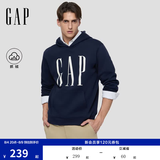 GAP男女装春款logo印花抓绒宽松套头连帽衫卫衣786923 海军蓝 2XL (185/104A) 亚洲尺码