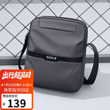 高尔夫GOLF单肩包男士休闲斜挎包男大容量牛津布学生随身小挎包可装ipad轻便手机包防泼水运动男包 黑配灰 