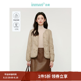 茵曼（INMAN）轻薄简约无领短款羽绒马甲女士2025新款可内搭可外穿薄款外套 卡其色 M
