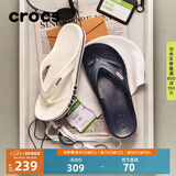 CROCS卡骆驰贝雅卡骆班人字拖运动拖鞋男鞋女鞋居家人字拖|205393 白/深蓝-126 39 (240mm)