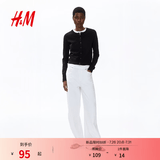 H&M女装毛针织衫夏季慵懒风休闲打底衫短款开衫内搭外套0579541 黑色001 M 165/96